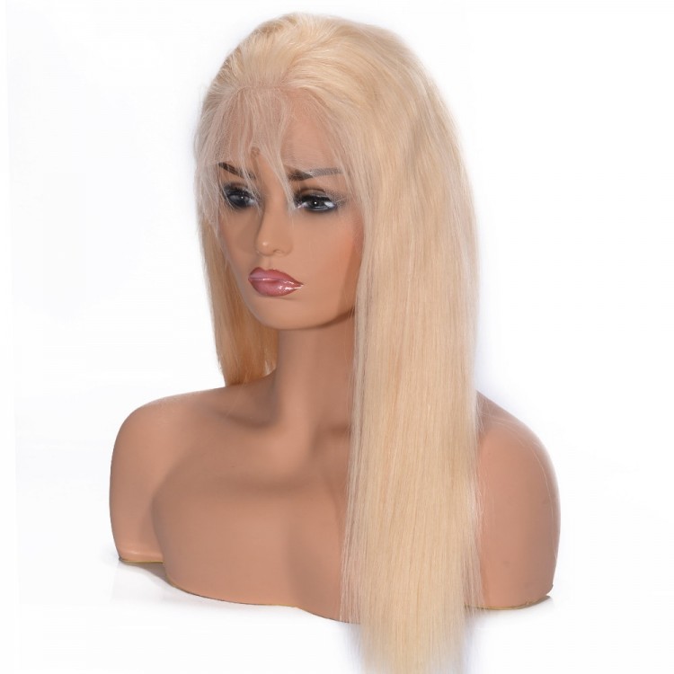 613 Lace Front Wig Straight Blonde Human Hair Wigs 130% Density