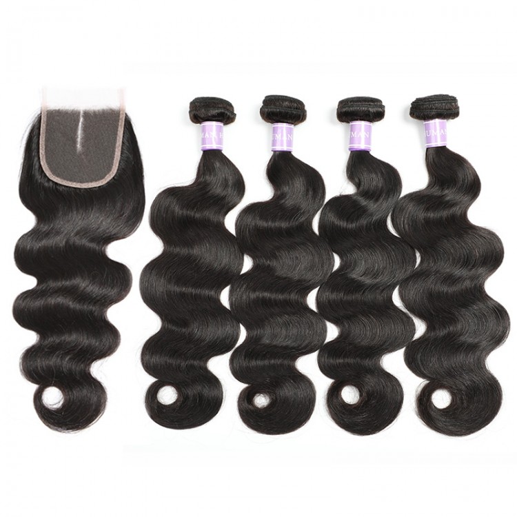 Peruvian Body Wave Hair Bundles With Lace Closure