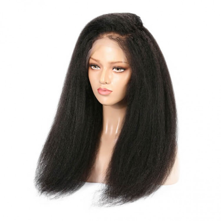 Kinky Straight 100 Human Lace Front Wigs