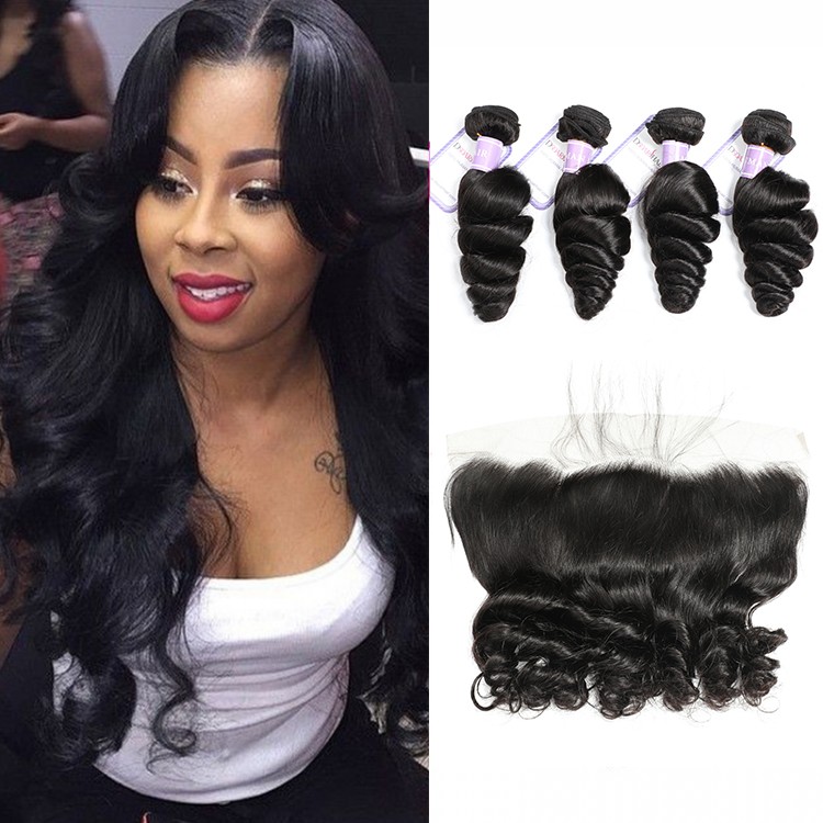 loose wave 4bundles with frontal closure
