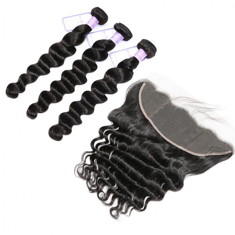 loose deep wave hair with frontal