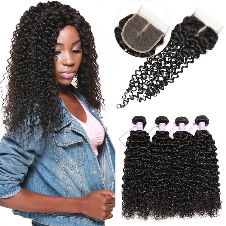 Malaysian curly hair with closure