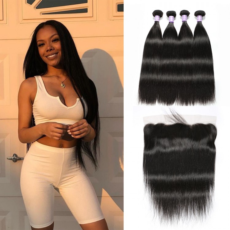 Peruvian straight hair with13x4 lace frontal