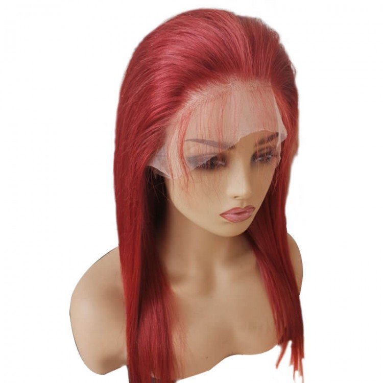 Straight Lace Front Red Hair Pre-plucked Wigs With Baby Hair