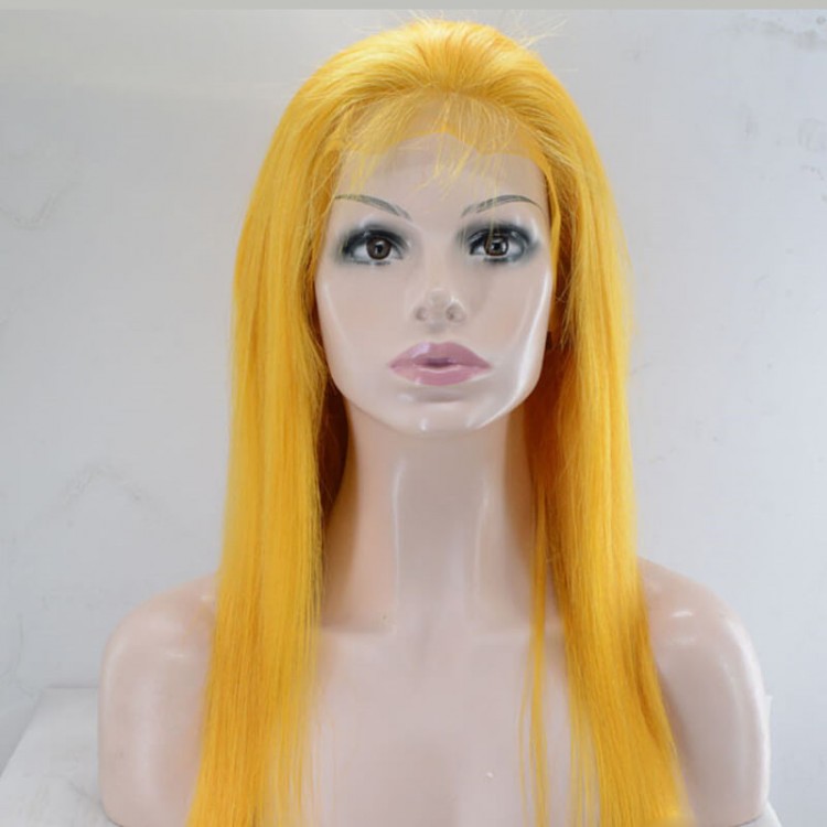 Long Straight Yellow Lace Front Wig With Baby Hair