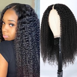 Dsoarhair Kinky Curly Human Hair V Part Wig No Lace No Leave Out Wigs For Women 