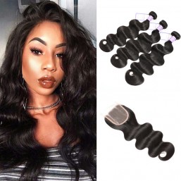  3 Bundles Body Wave Hair With Lace Closure