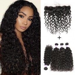 Malaysian Natural Wave 4 Bundles With Lace Frontal