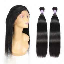 2 Bundles Straight Hair With 360 Lace Frontal 