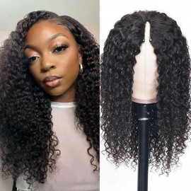Dsoarhair Glueless V Part Wig Jerry Curly No Leave Out Super Natural Gluless Wig For Sale 