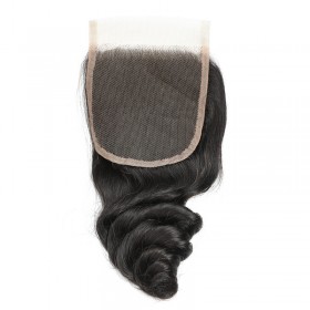DSoar Hair Loose Wave Lace Closure 4" x 4" Human Hair Natural Black 1 Piece