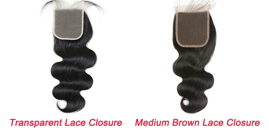 Transparent lace closure VS Medium brown lace closure