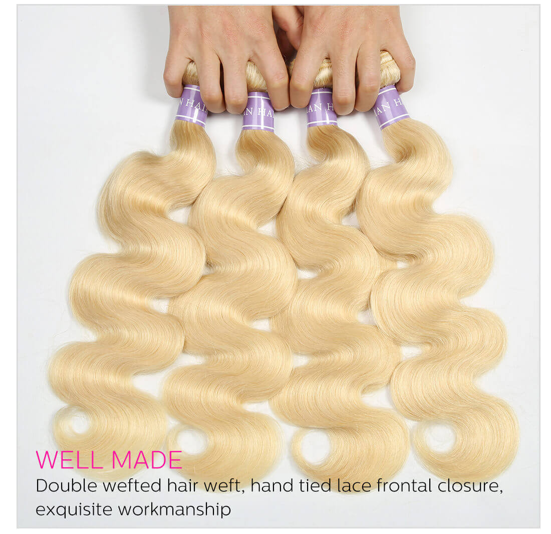 3 Bundles 613 Blonde Body Wave Frontal Hair