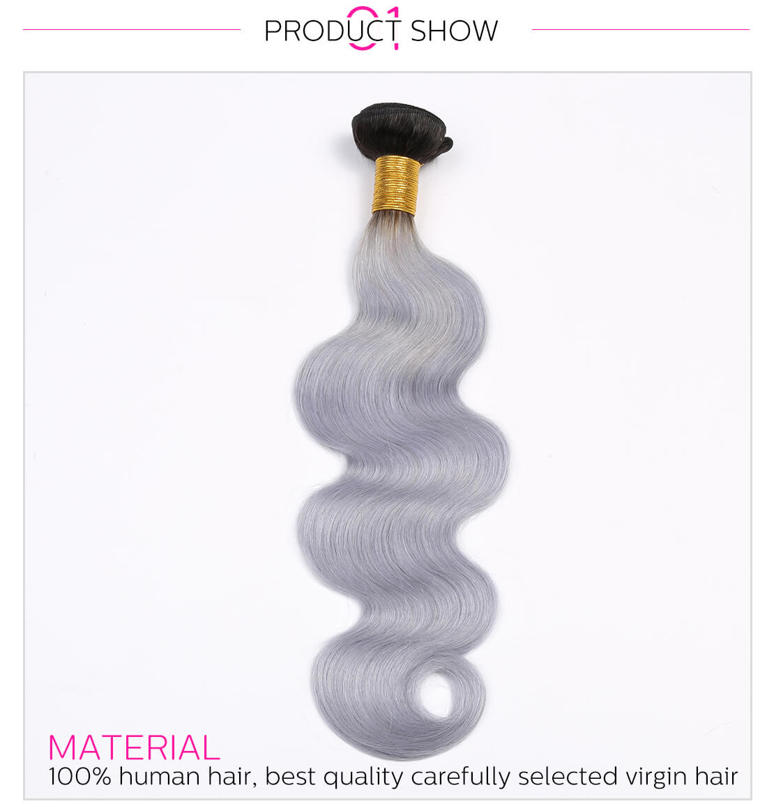 T1B/Grey Ombre Body Wave Colored Hair