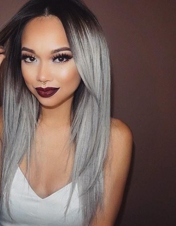 T1B/Grey Ombre Hair Color 1 Bundle Straight Human Hair